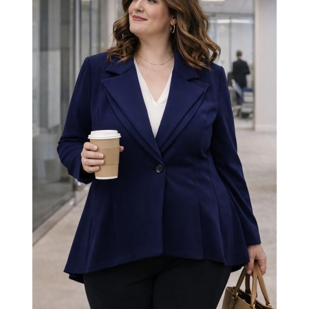 NWT Hybrid & Company Womens Structured Double Lapel Single Button Blazer 3X USA